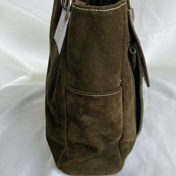 Levenger Suede Leather Dark Brown Shoulder Hand ba - Picture 4 of 10